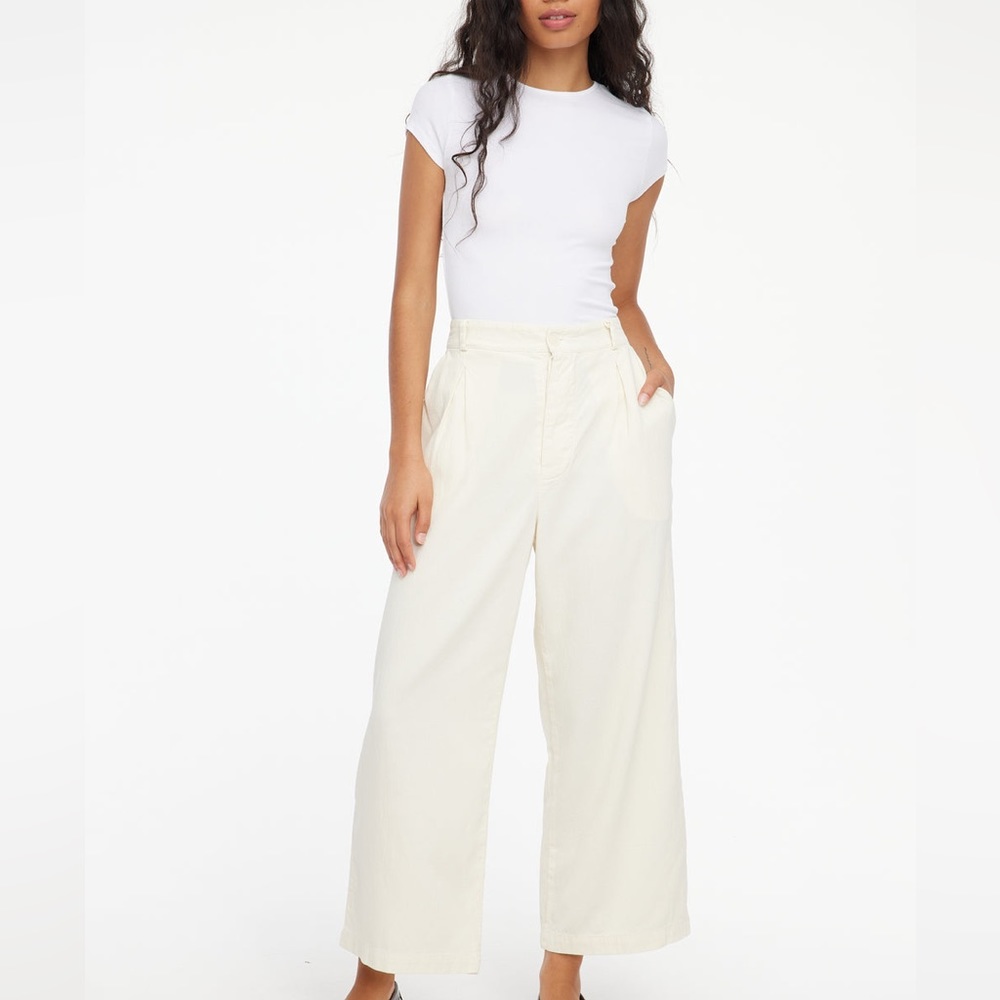 LACAUSA Cream Wide Leg Pants